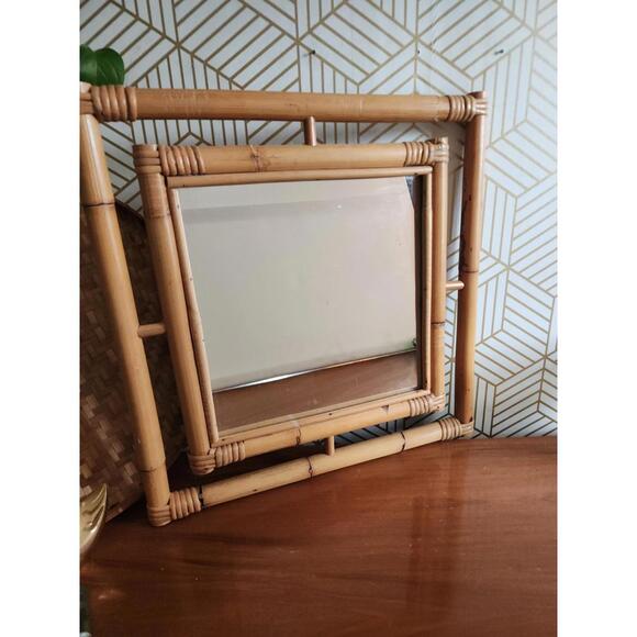 Vintage Bamboo Framed Wall Mirror 17" - Picture 2 of 5
